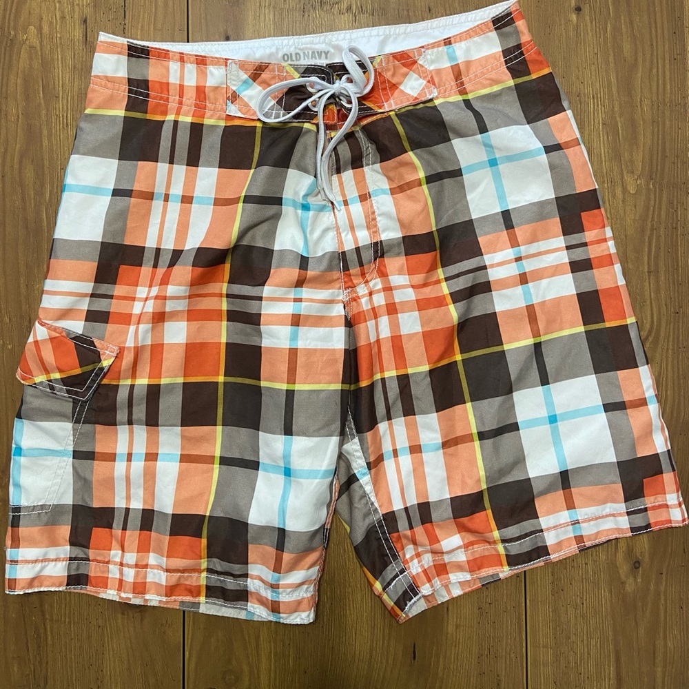 Multi Color Plaid Old Navy Swim Trunks
